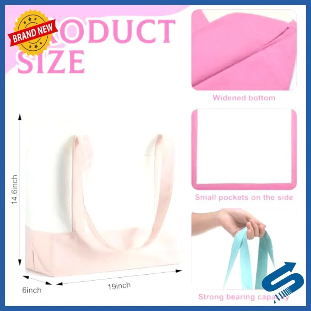 Heavy Duty Canvas Tote Bag with Pocket Reusable Grocery Shopping Bag